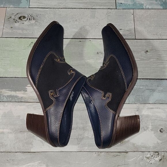 Vintage Blue Slip On Western Clog Booties sz 8 - Picture 5 of 6
